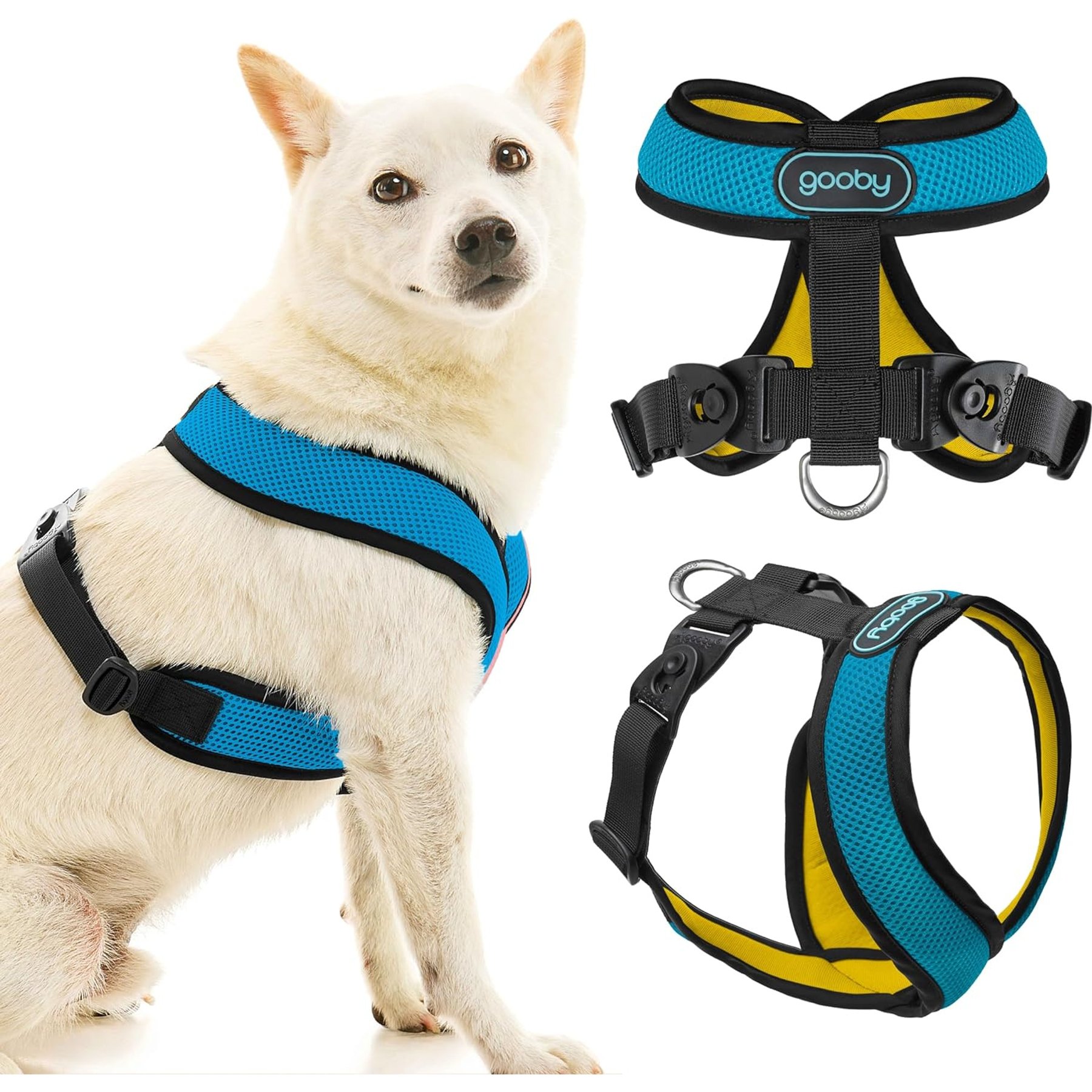 Gooby Comfort X Dual Snap Mesh Dog Harness, Ocean, X-Large: 23.25 to 27.25-in chest