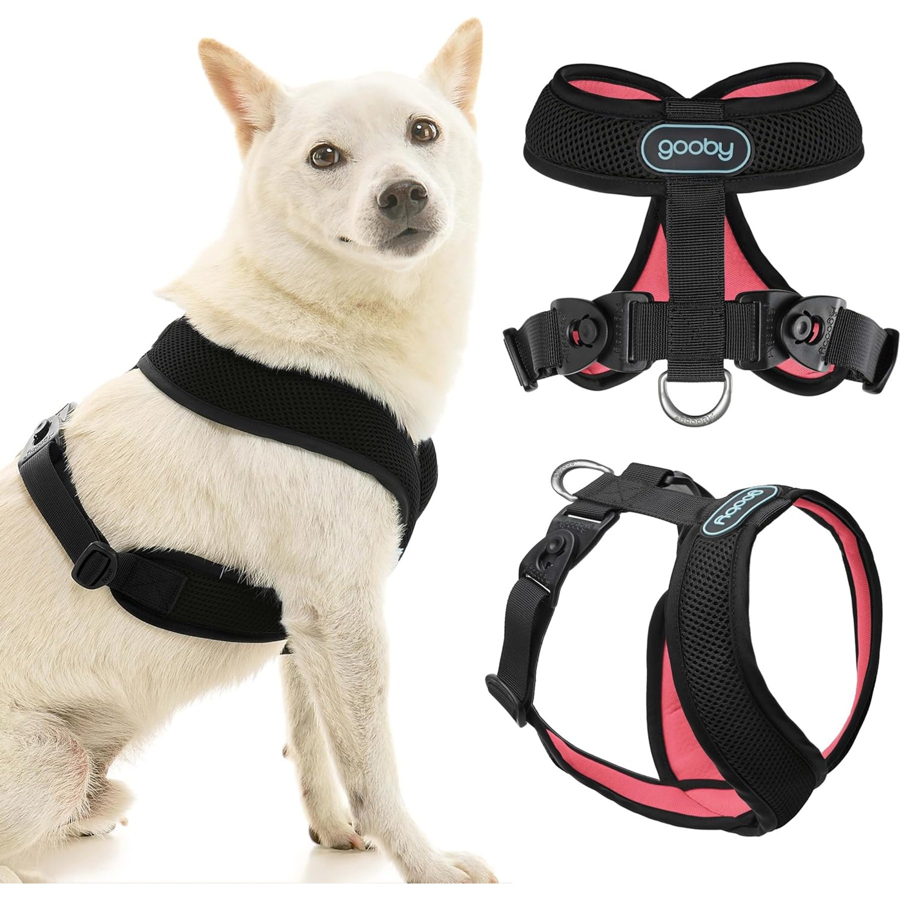 Gooby Comfort X Dual Snap Mesh Dog Harness, Dark Pink, Medium: 16 to 19.75-in chest