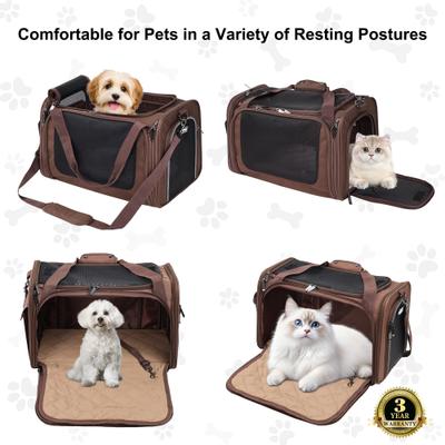 Show full view: EliteField Deluxe Soft-Sided Airline-Approved Dog & Cat Carrier Bag, Brown, 18-in slide 3 of 9