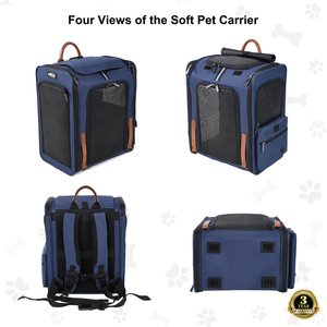 EliteField Deluxe Airline-Approved Backpack Dog & Cat Carrier, Navy Blue, Large
