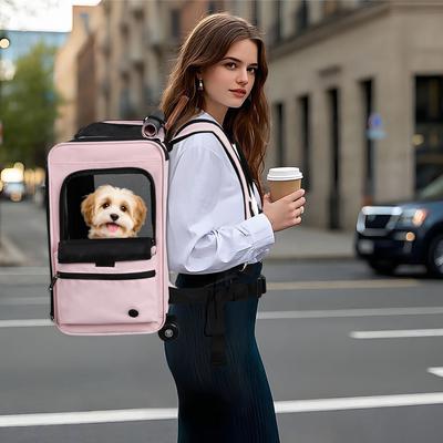 Show full view: EliteField Deluxe Airline-Approved Rolling Backpack Dog & Cat Carrier, Pink, Medium slide 5 of 6