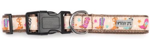 Show full view: The Worthy Dog Wild Wild West Dog Collar, Beige, X-Large: 17 to 23-in neck, 1-in wide slide 3 of 4