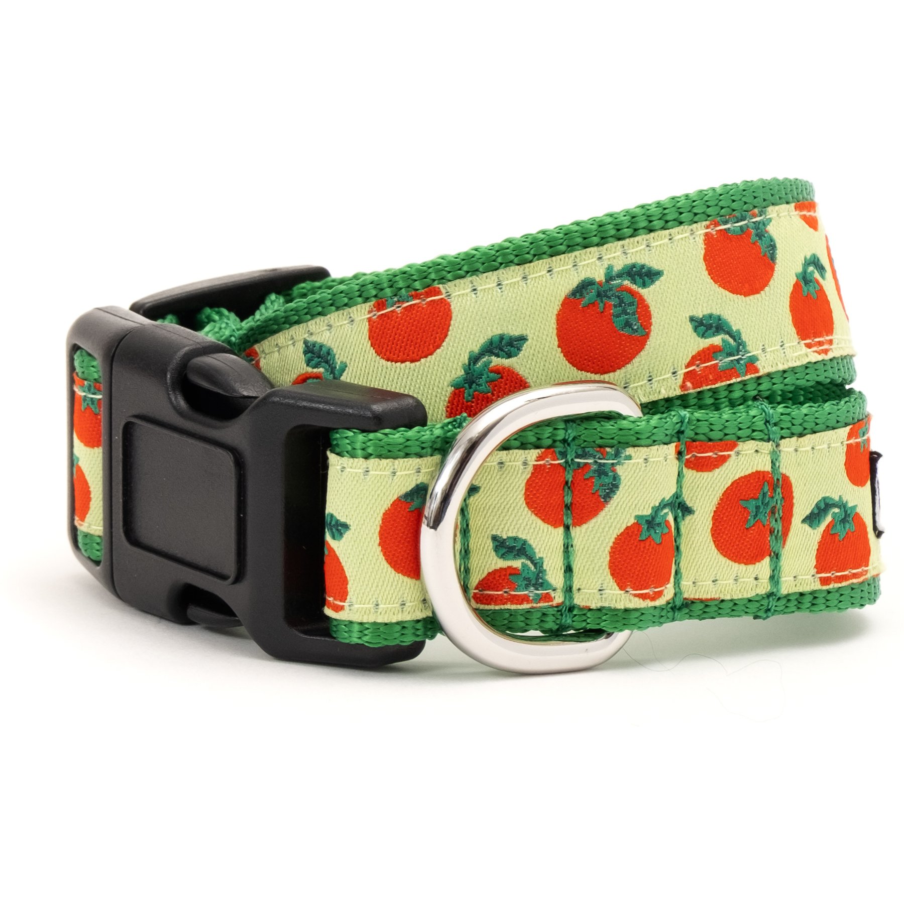 The Worthy Dog Tomatoes Dog Collar, Green, X-Small: 5 to 11-in neck, 1/2-in wide