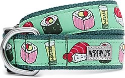 The Worthy Dog Sushi Dog Collar, Green, Large: 14 to 20-in neck, 1-in wide