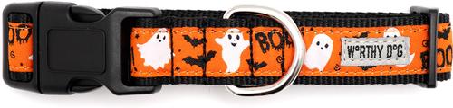 Show full view: The Worthy Dog Spooky Dog Collar, Orange, Medium: 11 to 17-in neck, 1-in wide slide 3 of 3