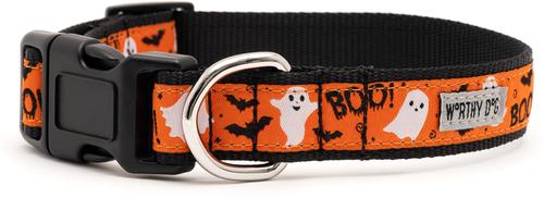 Show full view: The Worthy Dog Spooky Dog Collar, Orange, Medium: 11 to 17-in neck, 1-in wide slide 2 of 3