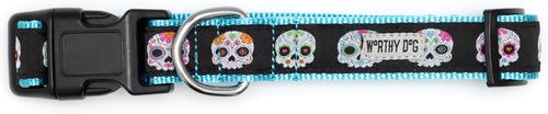Show full view: The Worthy Dog Skeletons Dog Collar, Black, Large: 14 to 20-in neck, 1-in wide slide 2 of 4