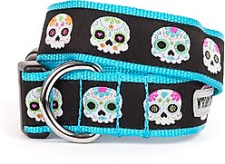 The Worthy Dog Skeletons Dog Collar, Black, Large: 14 to 20-in neck, 1-in wide