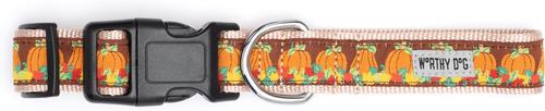 Show full view: The Worthy Dog Pumpkin Patch Dog Collar, Brown, Small: 8 to 14-in neck, 5/8-in wide slide 2 of 3