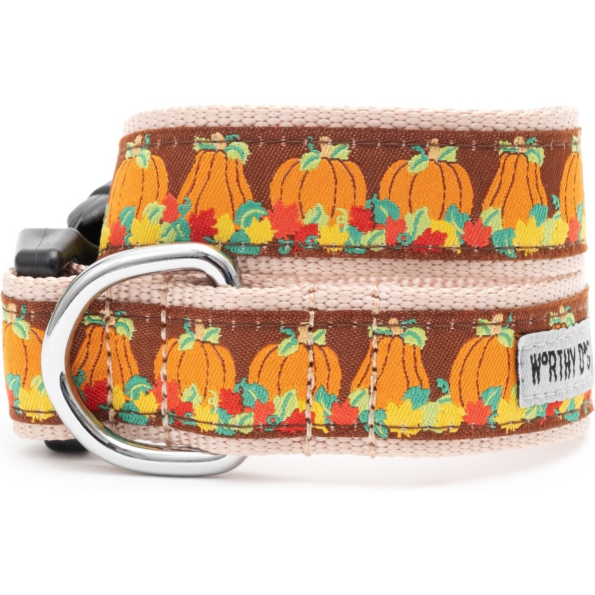 The Worthy Dog Pumpkin Patch Dog Collar, Brown, Medium: 11 to 17-in neck, 1-in wide