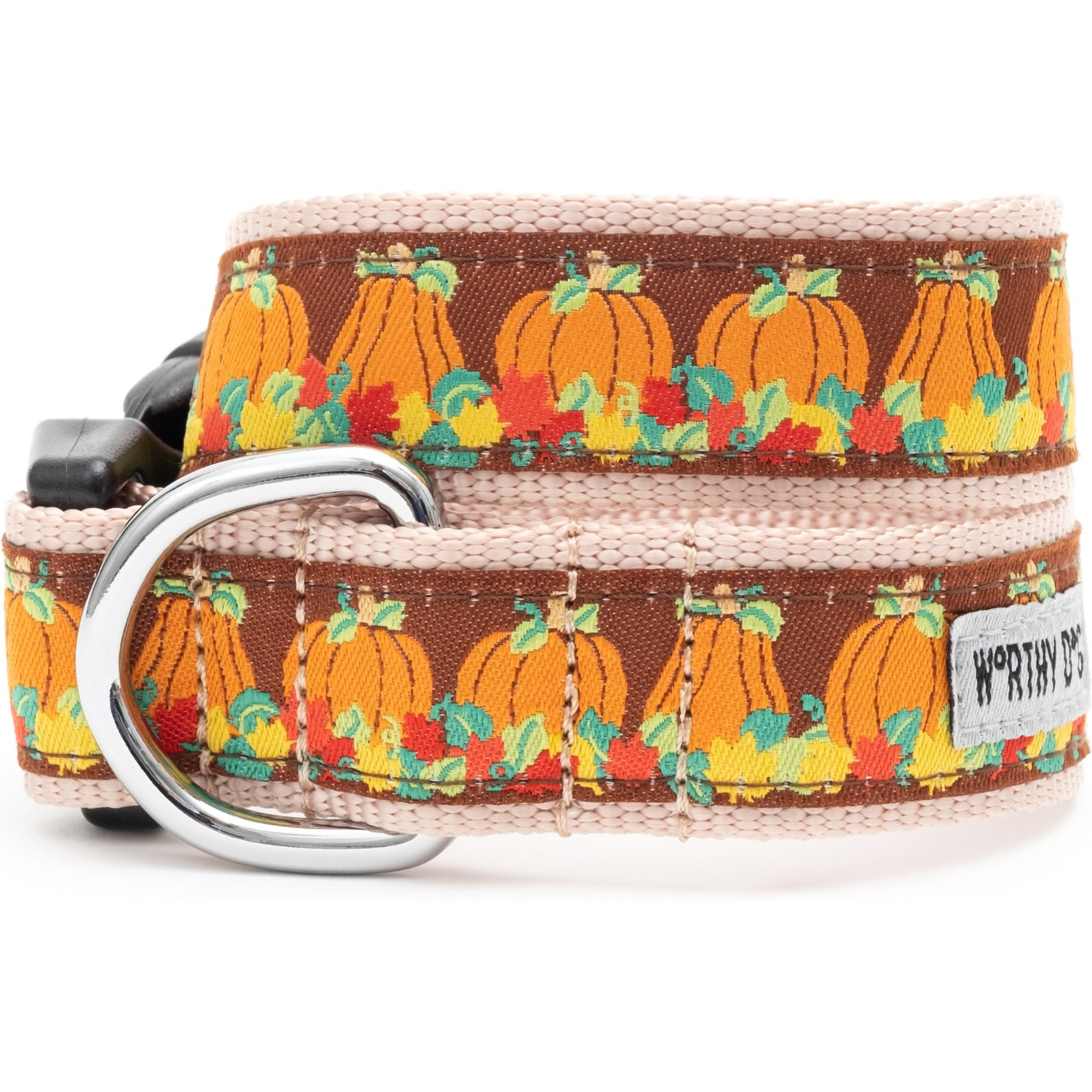 The Worthy Dog Pumpkin Patch Dog Collar, Brown, X-Large: 17 to 23-in neck, 1-in wide