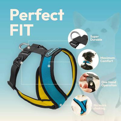 Show full view: Gooby Comfort X Dual Snap Mesh Dog Harness, Ocean, X-Small: 11.25 to 14.25-in chest slide 4 of 8