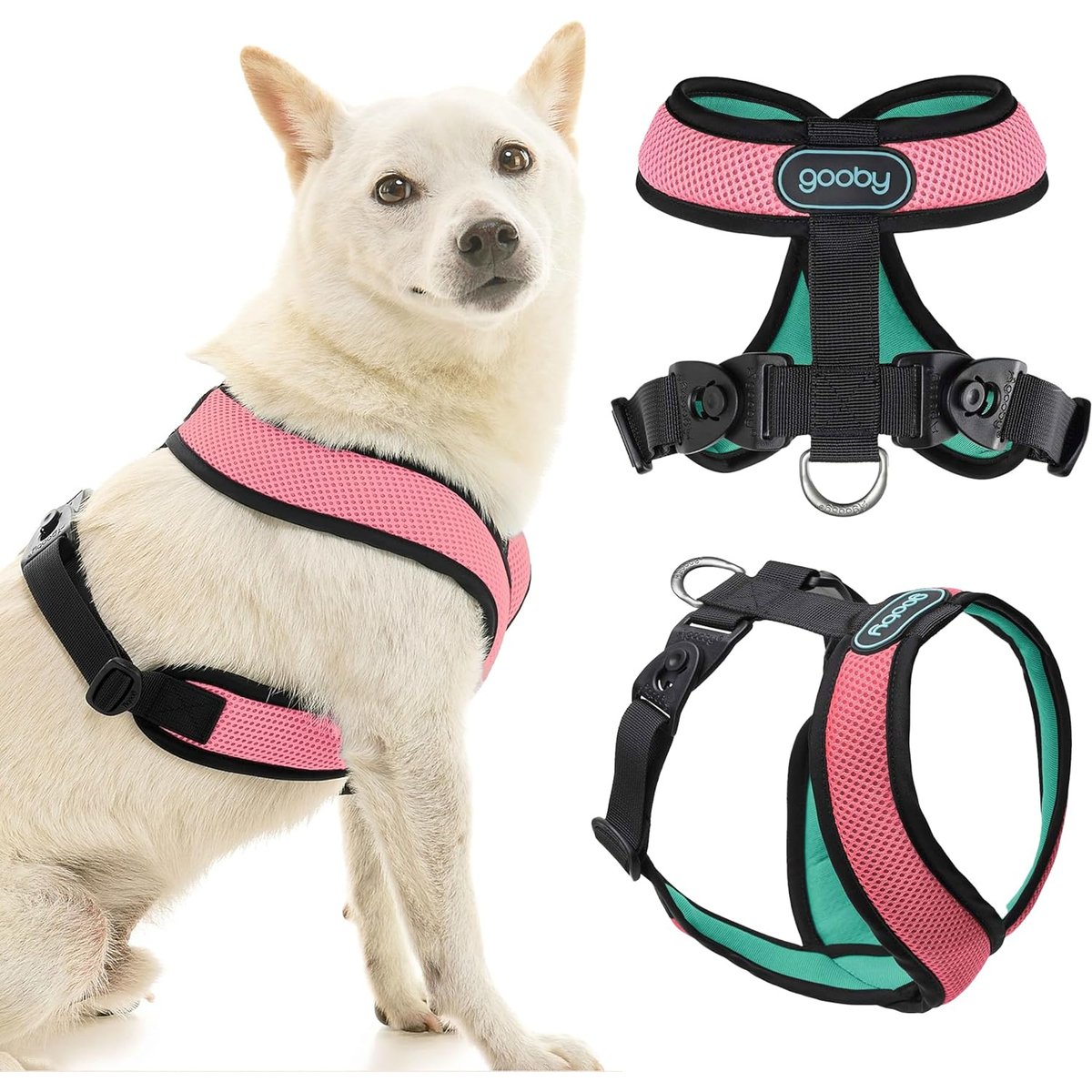 Gooby Comfort X Dual Snap Mesh Dog Harness, Watermelon, Large: 19 to 23.5-in chest