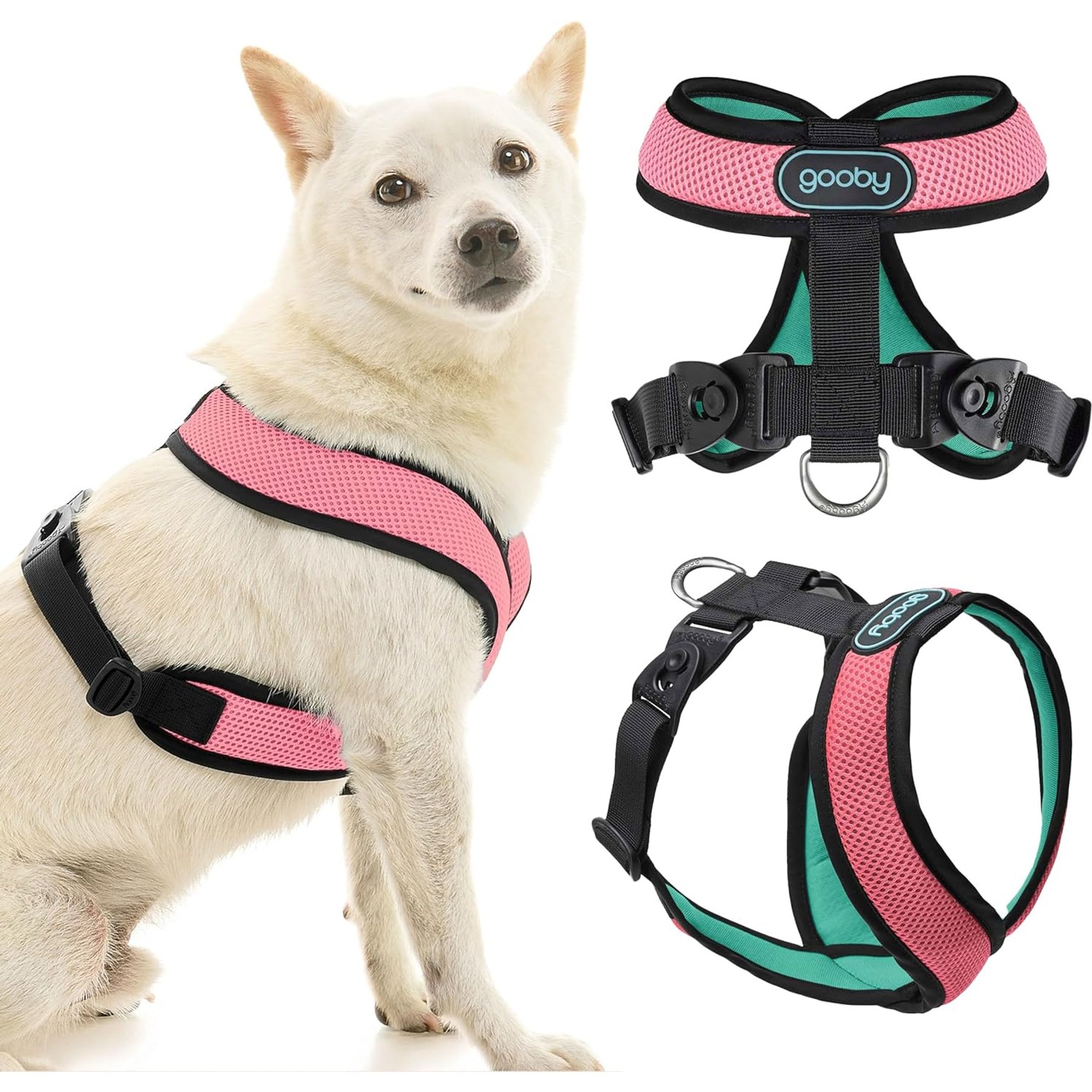 Gooby Comfort X Dual Snap Mesh Dog Harness, Watermelon, Medium: 16 to 19.75-in chest