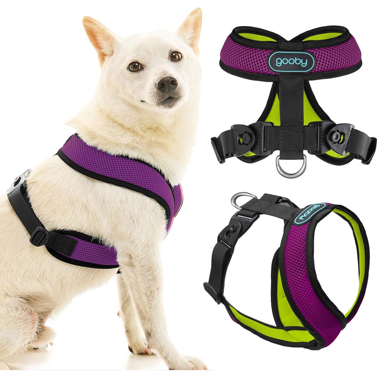 Gooby Comfort X Dual Snap Mesh Dog Harness, Violet, Large: 19 to 23.5-in chest