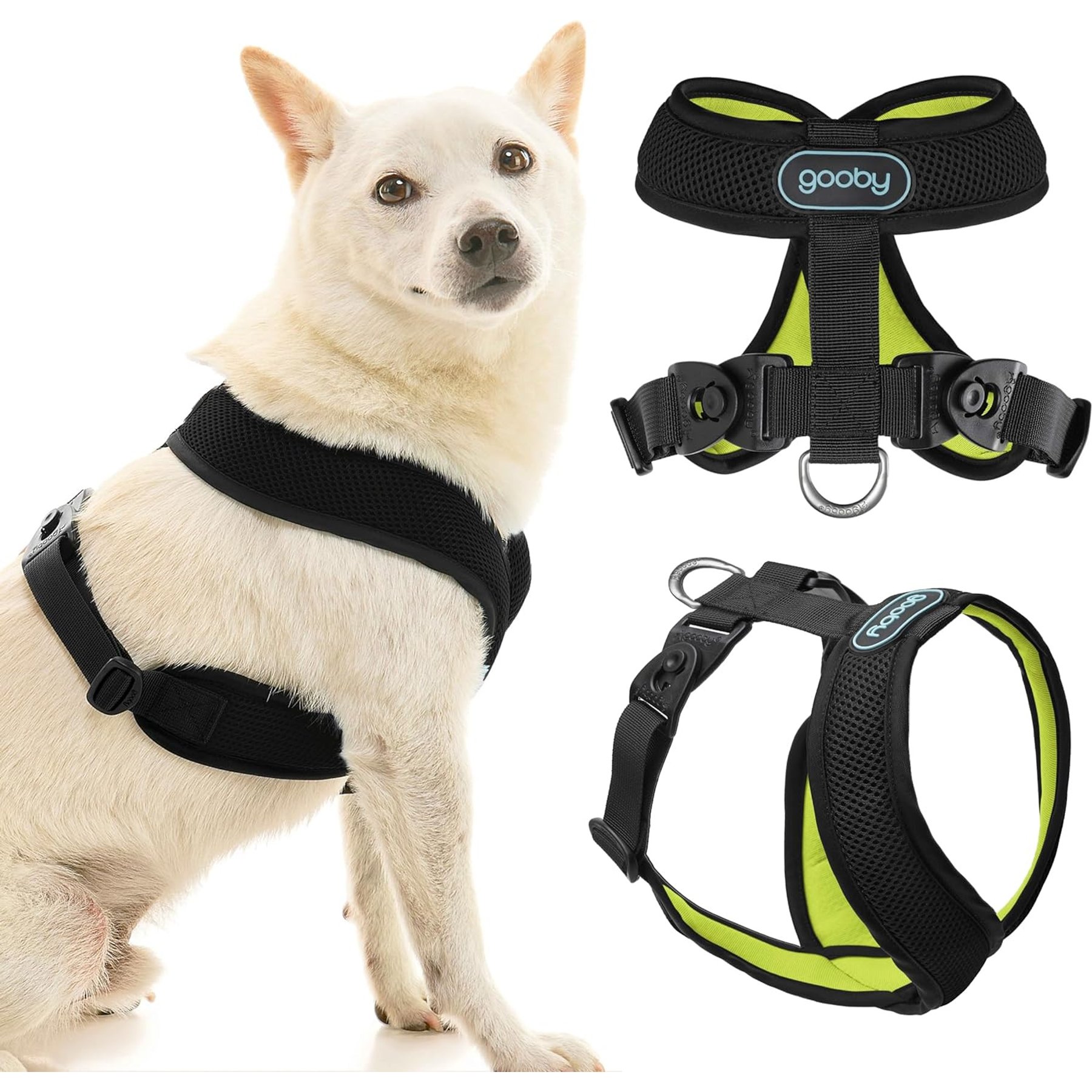 Gooby Comfort X Dual Snap Mesh Dog Harness, Neon Black, X-Small: 11.25 to 14.25-in chest