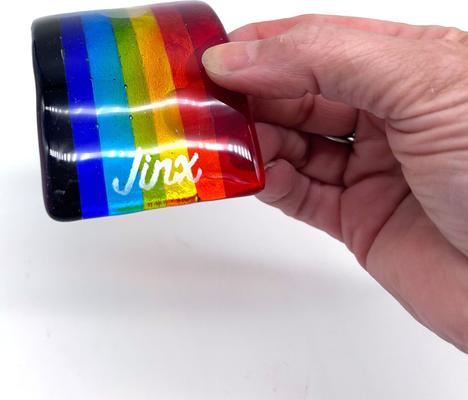 Show full view: Kiku Custom Handmade Pet Paw Rainbow Bridge Fused Glass Memorial, Rainbow, 4.5-in x 2-in x 2.25-in slide 6 of 6