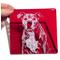 Show in main carousel: Kiku Custom Handmade Pet Portrait Fused Glass Coaster, White Print on Red Blue Glass, 4-in x 4-in slide 2 of 5