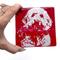 Show in main carousel: Kiku Custom Handmade Pet Portrait Fused Glass Coaster, White Print on Red Blue Glass, 4-in x 4-in slide 1 of 5