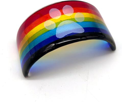 Show full view: Kiku Custom Handmade Pet Paw Rainbow Bridge Fused Glass Memorial, Rainbow, 4.5-in x 2-in x 2.25-in slide 3 of 6