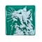 Show in main carousel: Kiku Custom Handmade Pet Portrait Fused Glass Coaster, White Print on Green Blue Glass, 4-in x 4-in slide 1 of 4