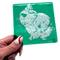 Show in main carousel: Kiku Custom Handmade Pet Portrait Fused Glass Coaster, White Print on Green Blue Glass, 4-in x 4-in slide 3 of 4