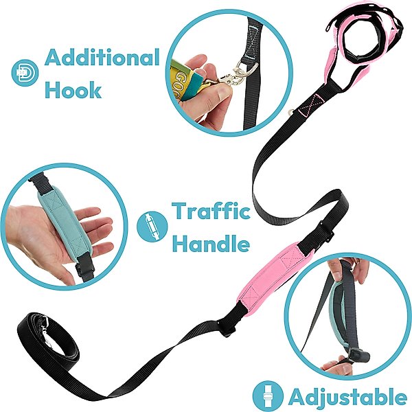 Show full view: Gooby Wristband Surfer Dog Leash with Traffic Handle, Black, 6-ft slide 4 of 4