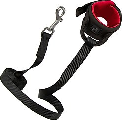 Gooby Neoprene Wrist Band Dog Leash, Black, 6-ft