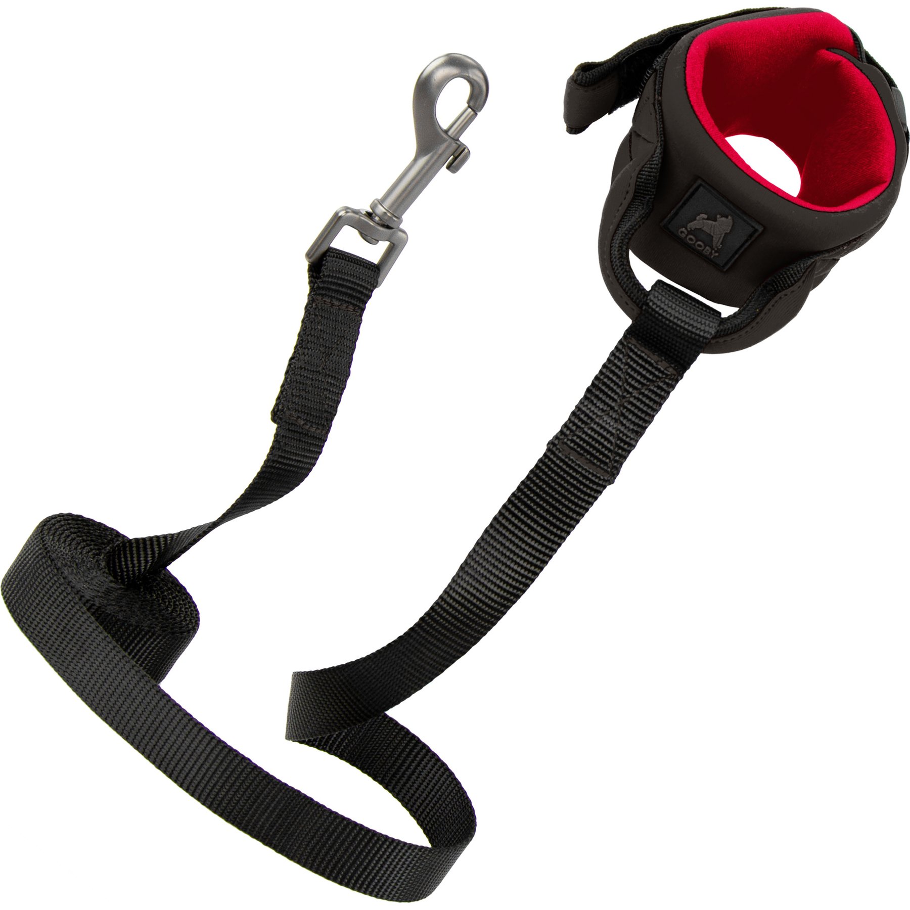 Gooby Neoprene Wrist Band Dog Leash, Black, 6-ft long, 3/4-in wide