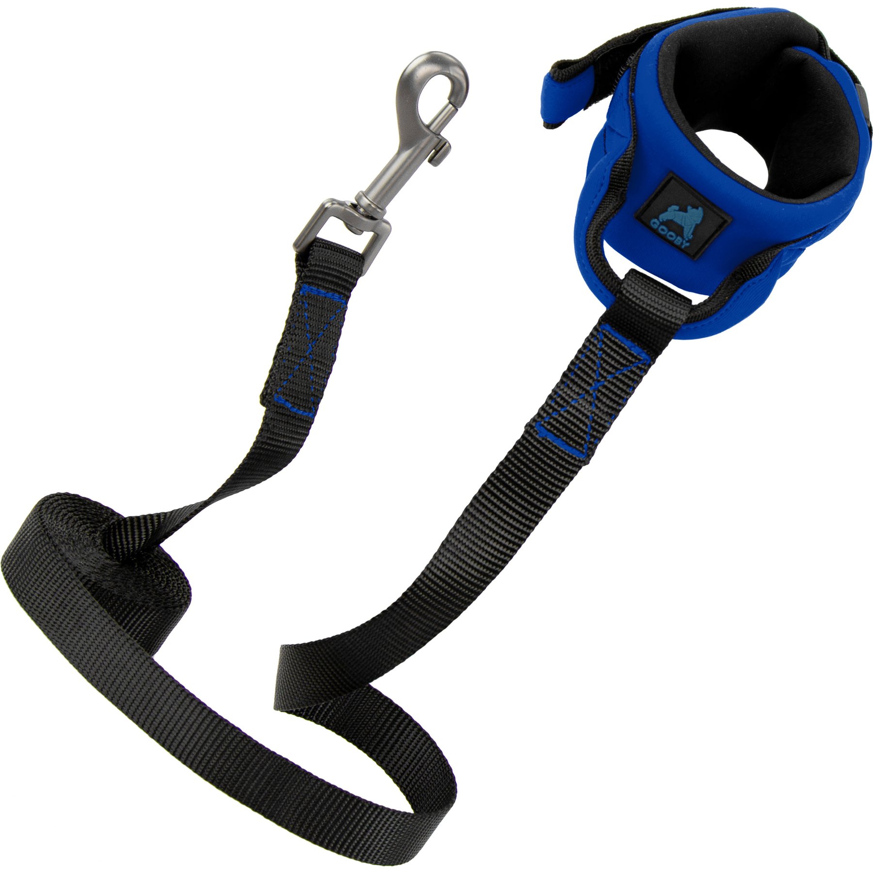 Gooby Neoprene Wrist Band Dog Leash, Blue, 6-ft long, 3/4-in wide