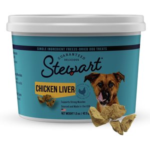 Stewart Chicken Liver Single Ingredient Freeze-Dried Raw Dog Treats, 1.5-oz tub