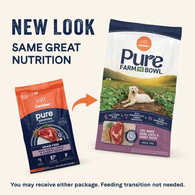 Show full view: CANIDAE PURE Limited Ingredient Salmon & Sweet Potato Recipe + Bison, Lentil & Carrot Recipe Dry Dog Food slide 7 of 9