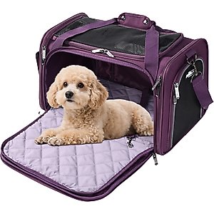 EliteField Deluxe Soft-Sided Airline-Approved Dog & Cat Carrier Bag, Purple, 18-in