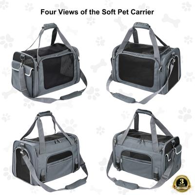 Show full view: EliteField Deluxe Soft-Sided Airline-Approved Dog & Cat Carrier Bag, Gray, 18-in slide 5 of 9