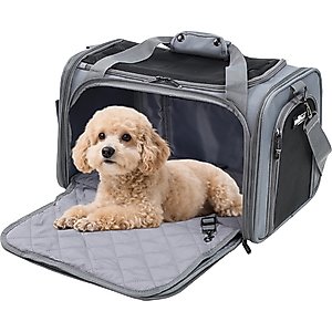EliteField Deluxe Soft-Sided Airline-Approved Dog & Cat Carrier Bag, Gray, 18-in