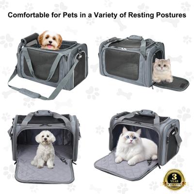 Show full view: EliteField Deluxe Soft-Sided Airline-Approved Dog & Cat Carrier Bag, Gray, 18-in slide 3 of 9