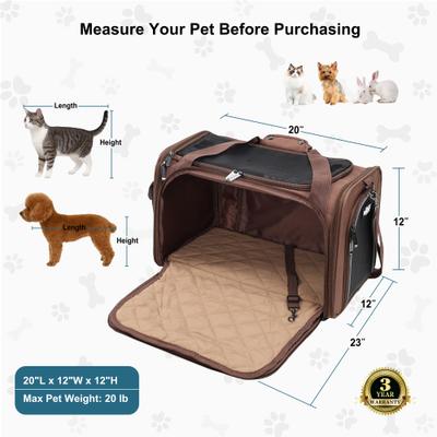 Show full view: EliteField Deluxe Soft-Sided Airline-Approved Dog & Cat Carrier Bag, Brown, 20-in slide 6 of 8