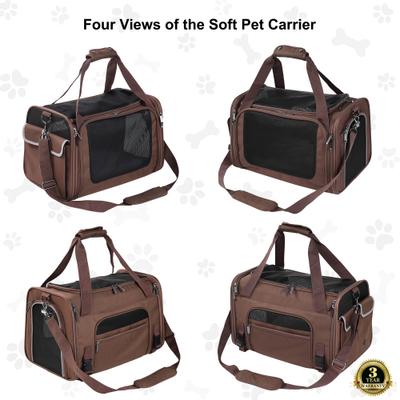Show full view: EliteField Deluxe Soft-Sided Airline-Approved Dog & Cat Carrier Bag, Brown, 18-in slide 5 of 9
