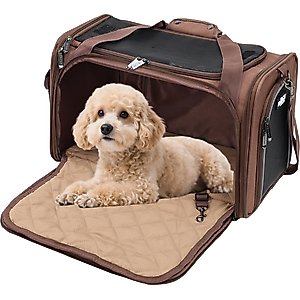 EliteField Deluxe Soft-Sided Airline-Approved Dog & Cat Carrier Bag, Brown, 20-in