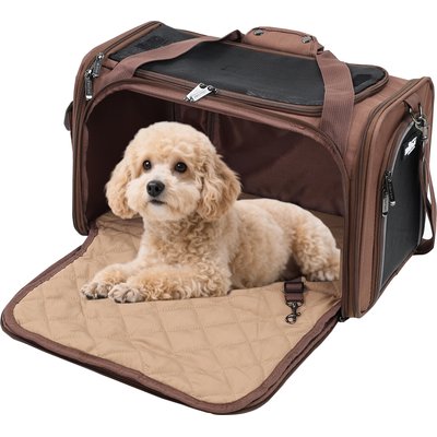 EliteField EliteField Deluxe Soft-Sided Airline-Approved Dog & Cat Carrier Bag, Brown, 18-in