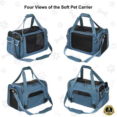 Show full view: EliteField Deluxe Soft-Sided Airline-Approved Dog & Cat Carrier Bag, Blue Gray, 18-in slide 5 of 9