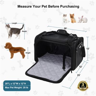 Show full view: EliteField Deluxe Soft-Sided Airline-Approved Dog & Cat Carrier Bag, Black, 20-in slide 6 of 8