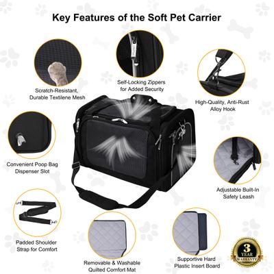 Show full view: EliteField Deluxe Soft-Sided Airline-Approved Dog & Cat Carrier Bag, Black, 20-in slide 5 of 8