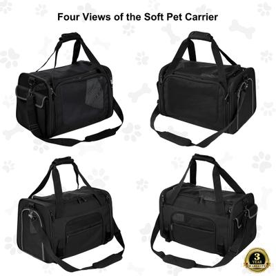 Show full view: EliteField Deluxe Soft-Sided Airline-Approved Dog & Cat Carrier Bag, Black, 20-in slide 4 of 8