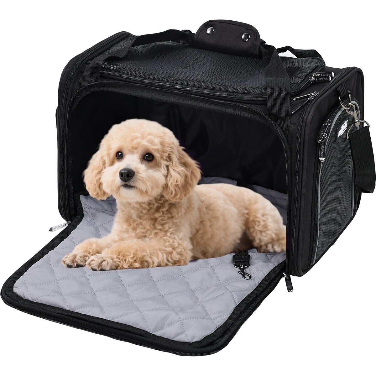 EliteField Deluxe Soft-Sided Airline-Approved Dog & Cat Carrier Bag, Black, 20-in