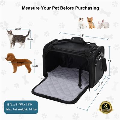 Show full view: EliteField Deluxe Soft-Sided Airline-Approved Dog & Cat Carrier Bag, Black, 18-in slide 6 of 8
