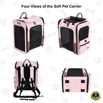 Show full view: EliteField Deluxe Airline-Approved Backpack Dog & Cat Carrier, Pink, Medium slide 4 of 8