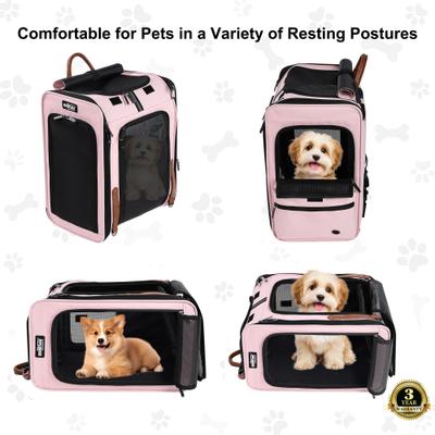 Show full view: EliteField Deluxe Airline-Approved Backpack Dog & Cat Carrier, Pink, Medium slide 3 of 8