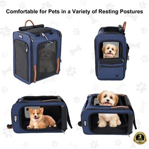 EliteField Deluxe Airline-Approved Backpack Dog & Cat Carrier, Navy Blue, Large