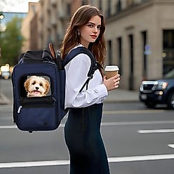 EliteField Deluxe Airline-Approved Backpack Dog & Cat Carrier, Navy Blue, Large